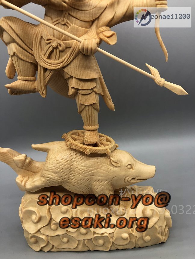 最新作 総檜材 木彫仏像 仏教美術 精密細工 摩利支天立像 高さ28cm 最新作 総檜材 木彫仏像 仏教美術 精密細工 摩利支天立像 高さ28cm