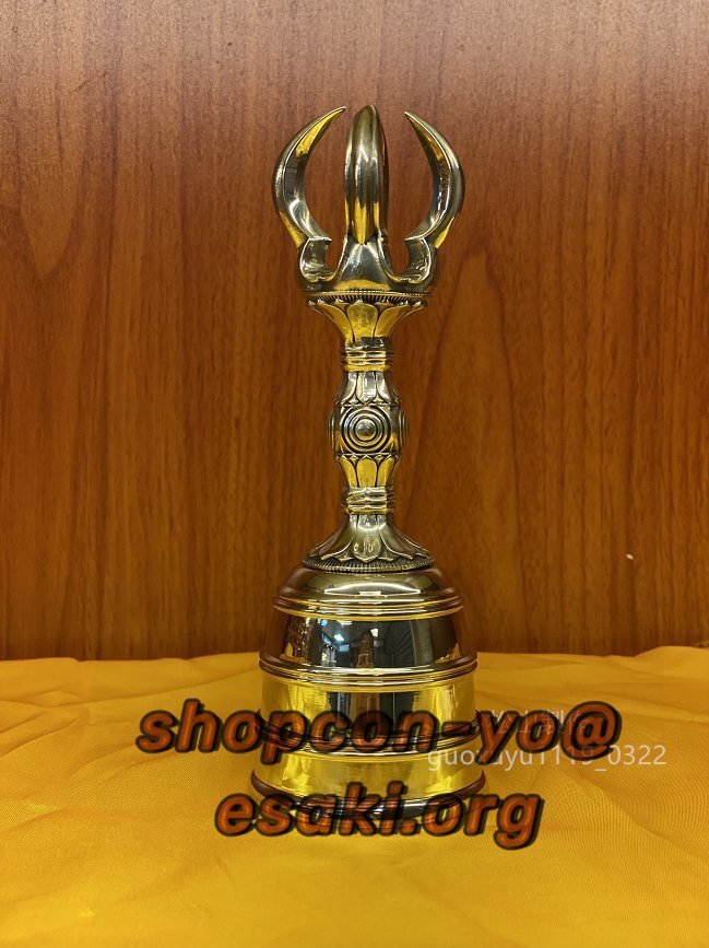 密教法具 寺院用仏具」 美品 鬼目型 五鈷鈴 真鍮製磨き仕上げ 密教法具 寺院用仏具」 美品 鬼目型 五鈷鈴 真鍮製磨き仕上げ