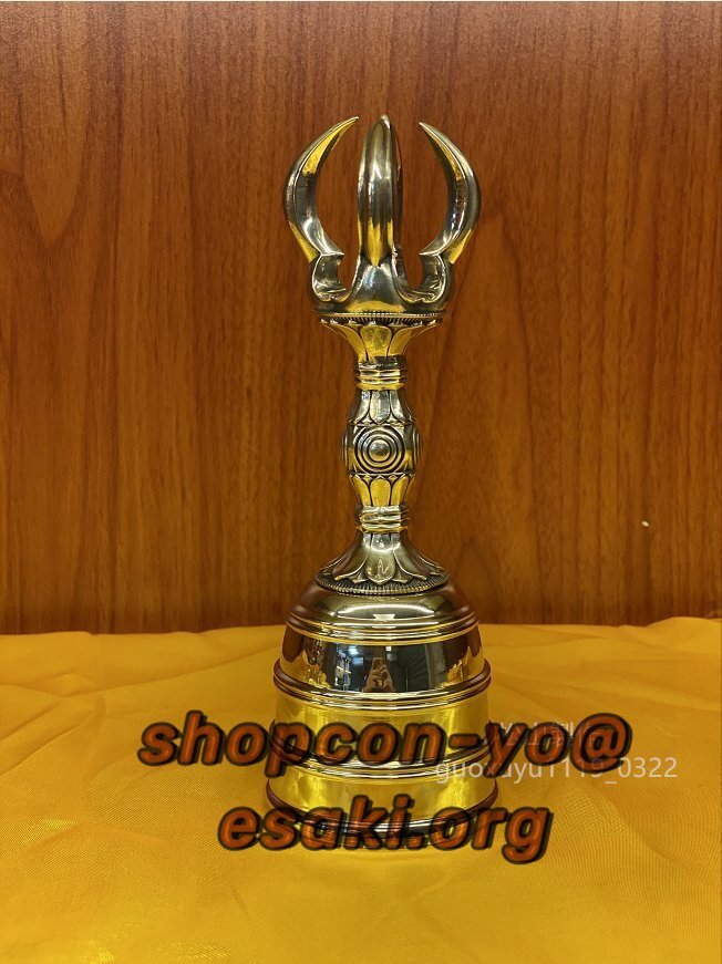 密教法具 寺院用仏具」 美品 鬼目型 五鈷鈴 真鍮製磨き 密教法具 寺院用仏具」 美品 鬼目型 五鈷鈴 真鍮製磨き