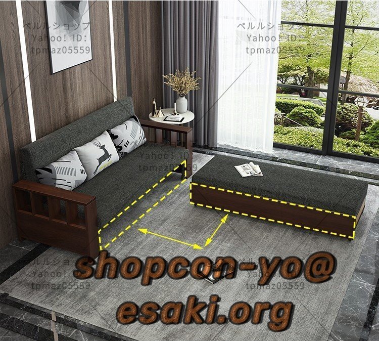 ソファベッド折りたたみベッド スポンジ/ラテックス/ココナッツパームクッション 1.2M-ココナッッパームパッド(収納機能無し)+昇降テーブル_画像3
