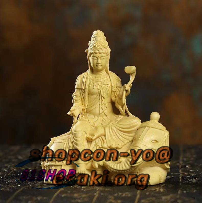 ★黄楊木 普賢菩薩像 普賢菩薩 木彫り 仏像★招財開運★鎮宅辟邪★精密細工