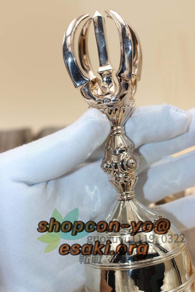 密教法具 寺院仏具】飛行五鈷鈴 響銅製磨き仕上げ 高さ19cm 弘法 密教法具 寺院仏具】飛行五鈷鈴 響銅製磨き仕上げ 高さ19cm 弘法