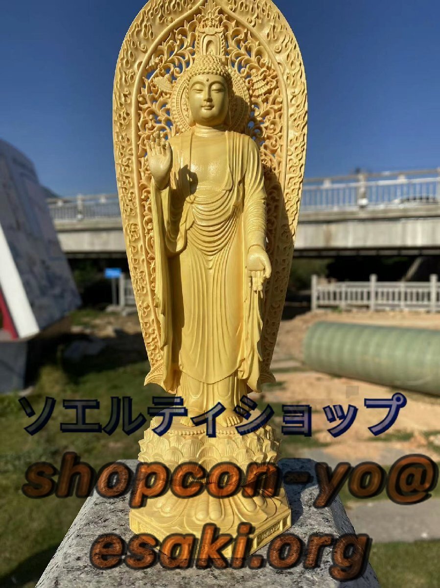 極上品◆黄楊木精彫釈迦置物実木彫刻大日如来居間仏堂装飾工芸品_画像2