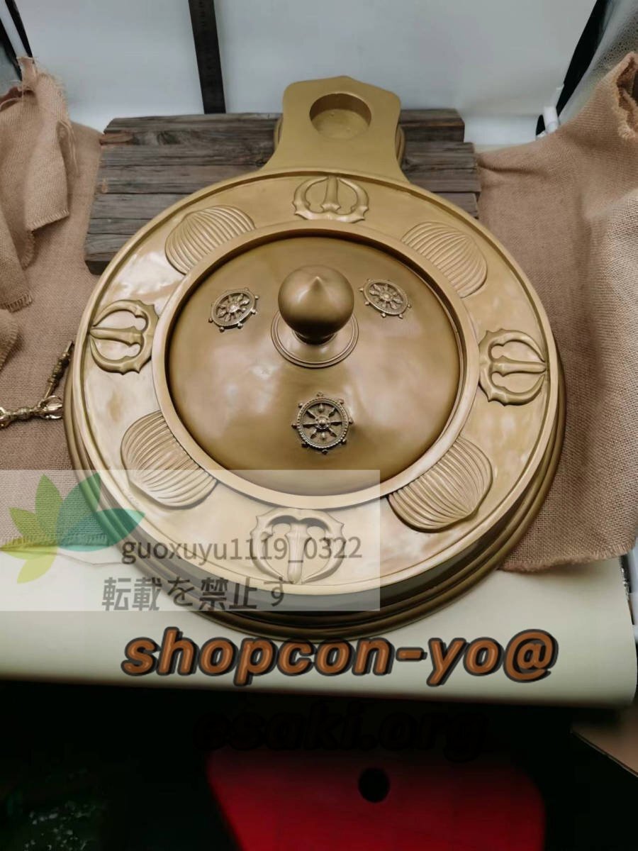 護摩釜 真鍮製 蓋付 炉 直径約41cm 密教法具 寺院用仏具 仏壇・仏具 護摩釜 真鍮製 蓋付 炉 直径約41cm 密教法具 寺院用仏具 仏壇・仏具