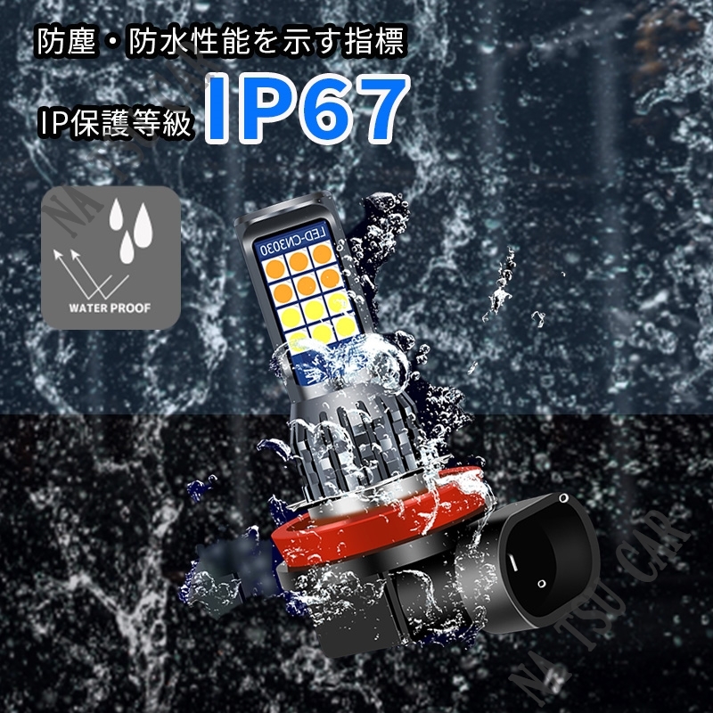HB4 2色切替式 イエロー ブルー LED フォグランプ フォグライト 12V 24V 最新LEDチップ 大特価の画像3