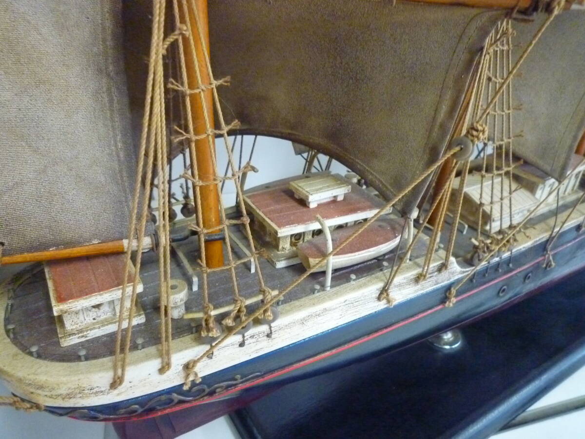 【6-5-14-7Aa】 帆船　模型　PREUSSEN　1902　オブジェ　大型　ディスプレイ　(約)高さ84㎝×横137㎝×幅27㎝_画像8