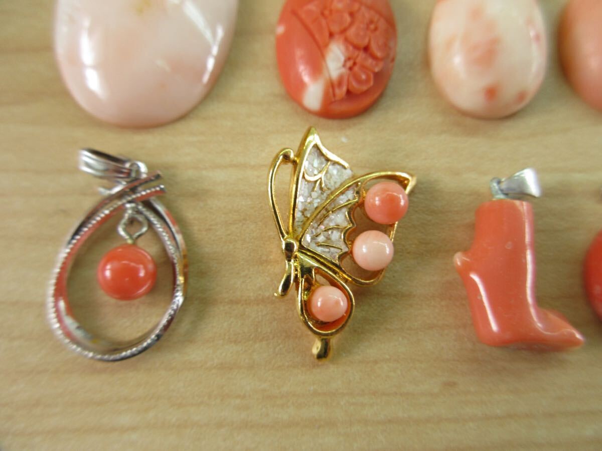 [D71].. coral san . coral Vintage pendant top necklace top accessory large amount set sale summarize TIA