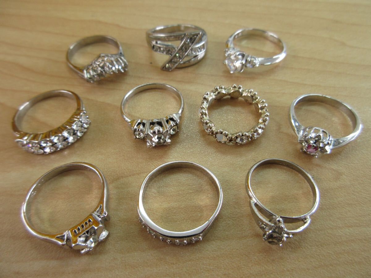 [B12] Kirakira Cubic Zirconia cz etc. ring ring Vintage Vintage accessory large amount set sale summarize TIA