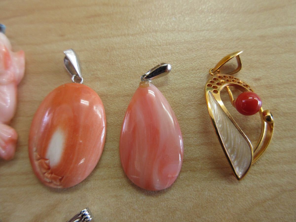 [D10].. coral san . coral pendant top SILVER silver contains Vintage accessory large amount set sale summarize TIA