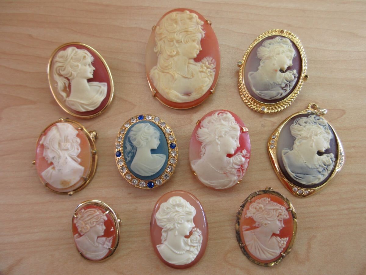 【B36】 カメオ CAMEO カメオ系 ブローチ ペンダントトップ など ヴィンテージ ビンテージ アクセサリー 大量 まとめ売り まとめ TIA_画像1