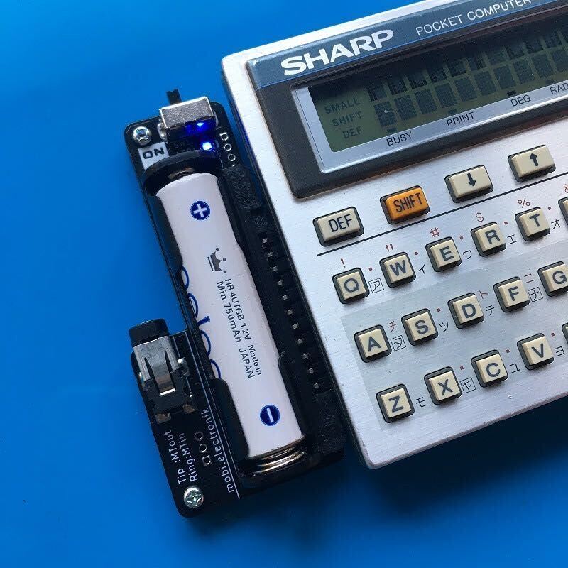 SHARP ポケコン用 外部バッテリー + カセットインターフェースアダブター (CTIA専用ケーブル付き) ★CR2032電池使用機対応★#24-12_画像1