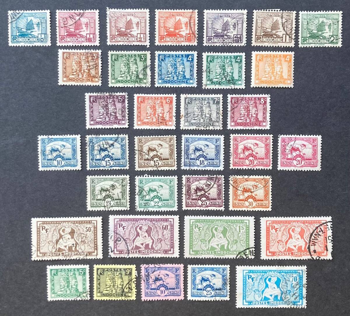 [ France . India sina]1931-1941 year ordinary stamp series all 34 kind used (..) beautiful goods * version. variety including all 35 sheets *1 sheets unused 