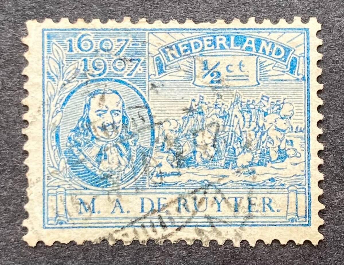 【オランダ】1907年 ロイテル海軍提督生誕300年記念切手 3額面（揃）未済混 OH/良品_画像2