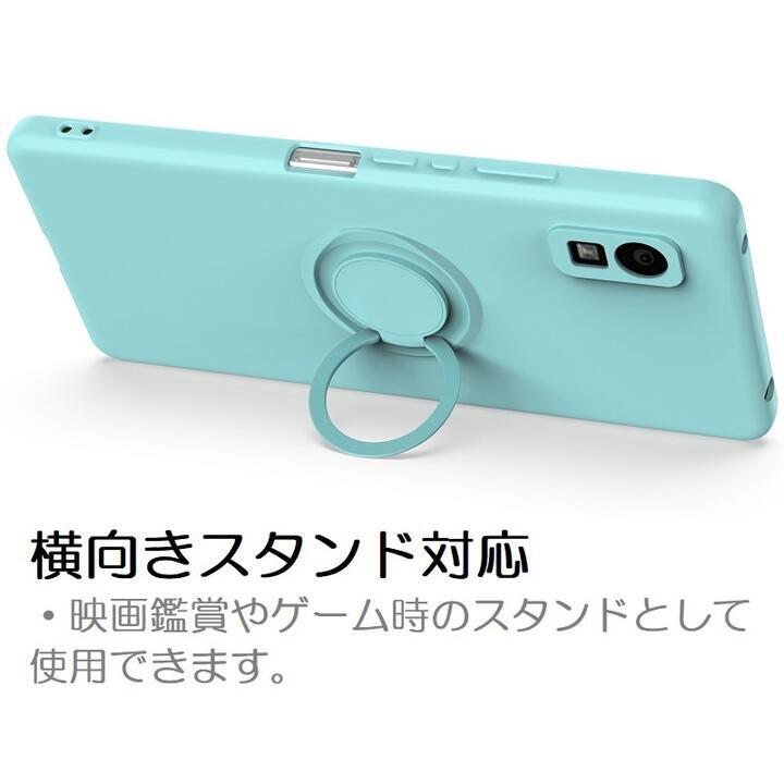 Aquos R8 Pro用 リング付 硬質シリコン ソフトバックカバー 落下防止 スタンド ストラップ付 グレー_画像6