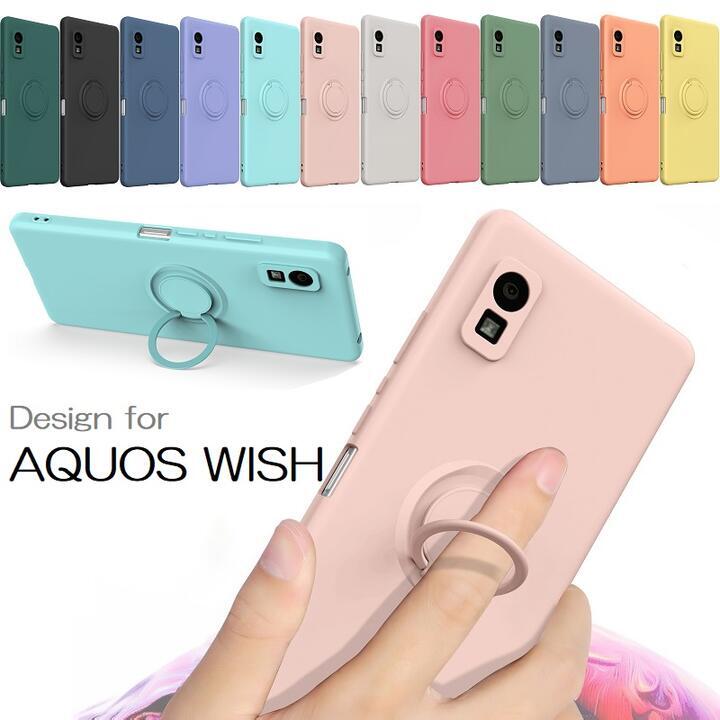 Aquos Wish 第１/2世代用 硬質シリコン ソフト リング付き 保護ケース 衝撃吸収 落下防止 スタンド ミント緑_画像1