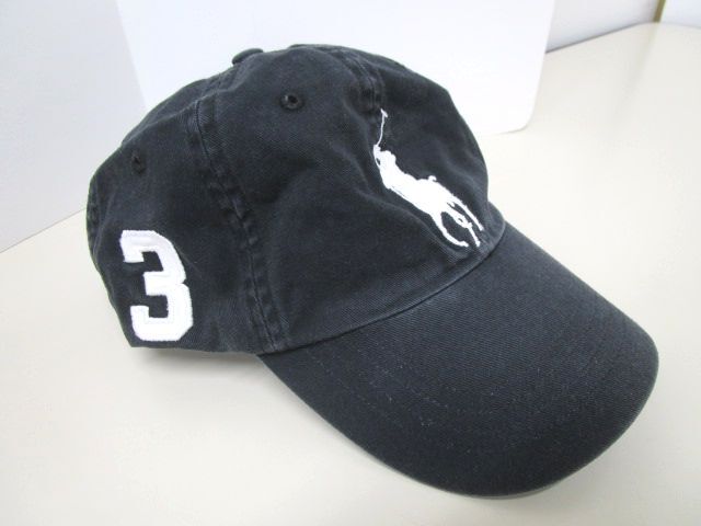 5142RNZ◎POLO RALPHLAUREN ラルフローレン ビッグポニー キャップ ブラック◎中古_画像1