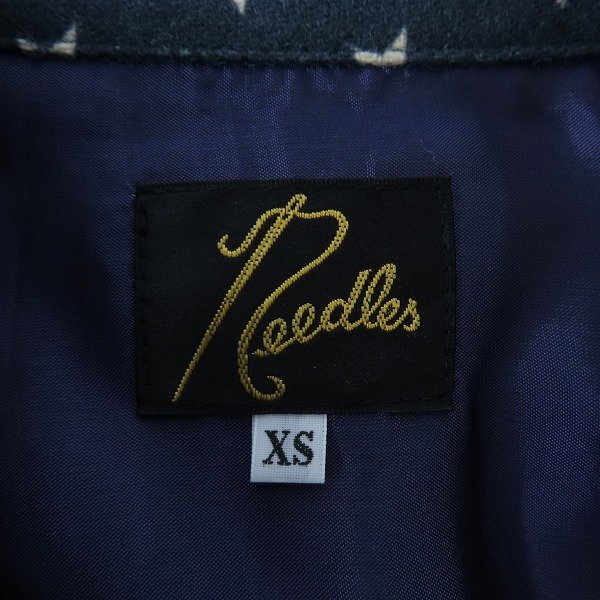 ☆Needles/ニードルス オープンカラーウール長袖シャツ総柄 スター柄 J0065/XS /060の画像3