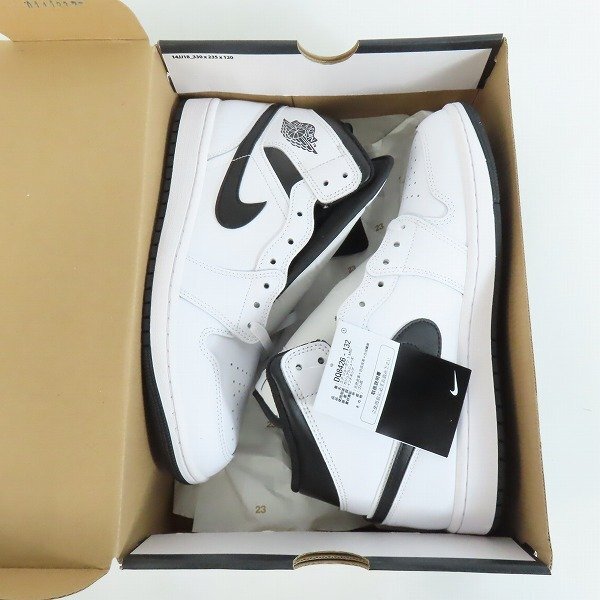 【未使用】NIKE/ナイキ AIR JORDAN 1 MID WHITE/BLACK-WHITE-BLACK エアジョーダン1 DQ8426-132 27.5 /080_画像9