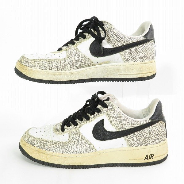 【観賞用】NIKE/ナイキ AIR FORCE 1/エアフォースワン 白スネーク スニーカー 314295-101/28.5 /080_画像4