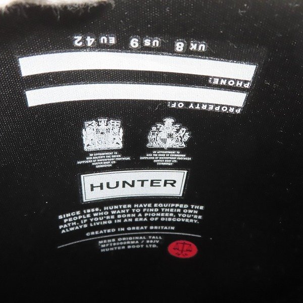 HUNTER/ Hunter original tall rain boots MFT9000RMA/UK8 /100