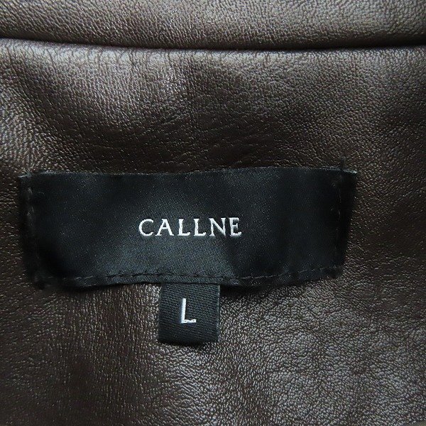 ☆CALLNE/カルネ Synthetic Leather Highneck Short Jacket フェイクレザー ジャケット LNEjk829 L /080_画像3