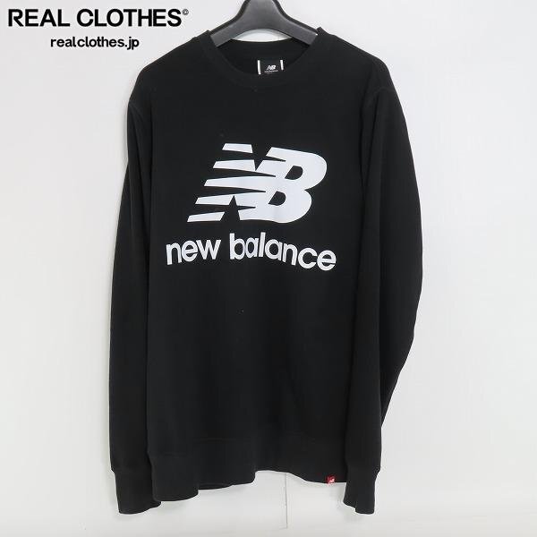 ☆NEW BALANCE/ニューバランス クルーネック スウェット ブラック/XL /060_詳細な状態は商品説明内をご確認ください。