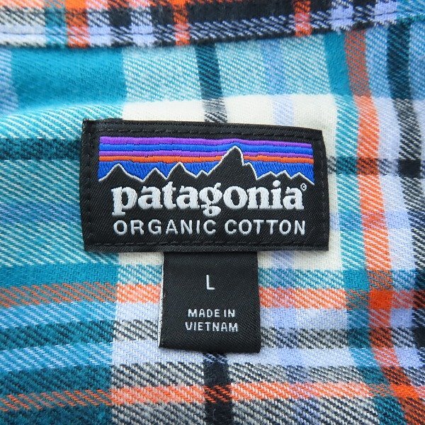 ☆patagonia/パタゴニア チェックネルシャツ 長袖 ブルーグリーン系 L /LPL_画像3