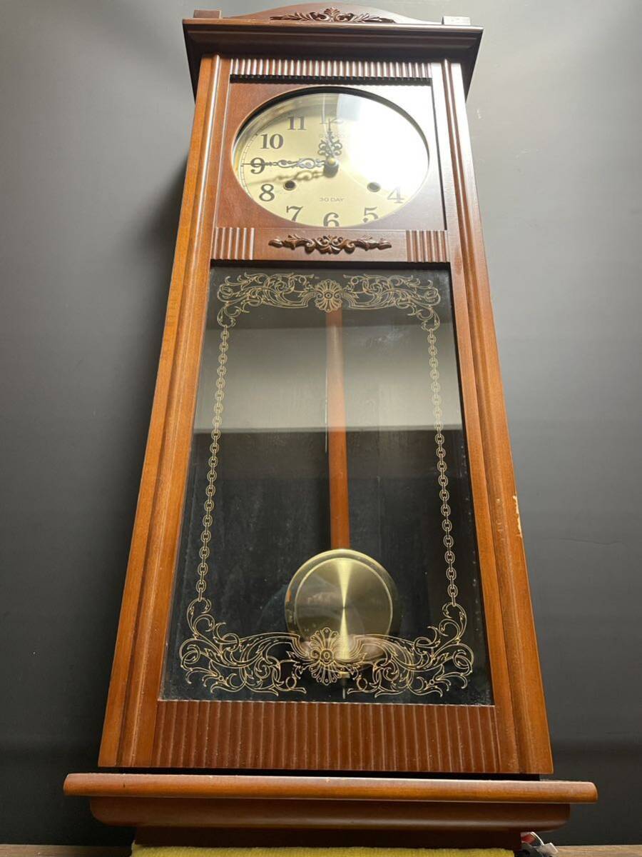 ★SEIKO 柱時計★30DAY WINDING WALL CLOCK PA606 レトロ 振り子時計 ゼンマイ付き 経年保管品 _画像2