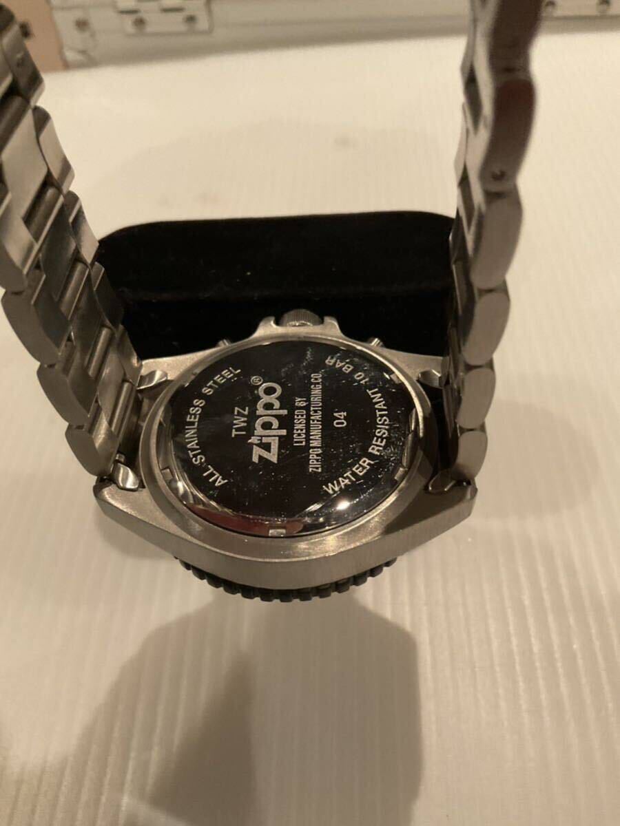 zippo ジッポー クオーツ 腕時計 アナログ ステンレス クロノグラフ ブラック CHRONO WR ミリタリー メンズ 回転ベゼル の画像9