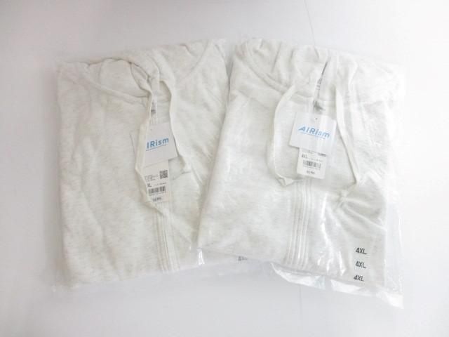  unused Uniqlo UNIQLO air rhythm UV cut long sleeve full Zip Parker 2 point 4XL eggshell white men's large size 