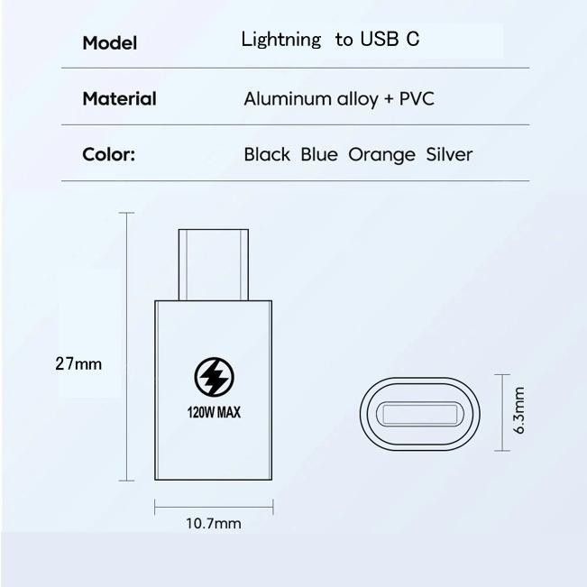 [2個セット] 急速充電 Lightning → Type-C 変換アダプタ コネクタ ライトニング/USB-C/タイプC