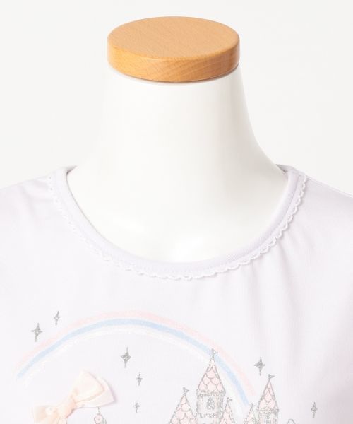 新品 訳あり 組曲 anyFAM 半袖 カットソー 150cm 子供用 女の子 紫色 パープル ラベンダー 半袖Tシャツ エニファム リボン ラメ_画像4