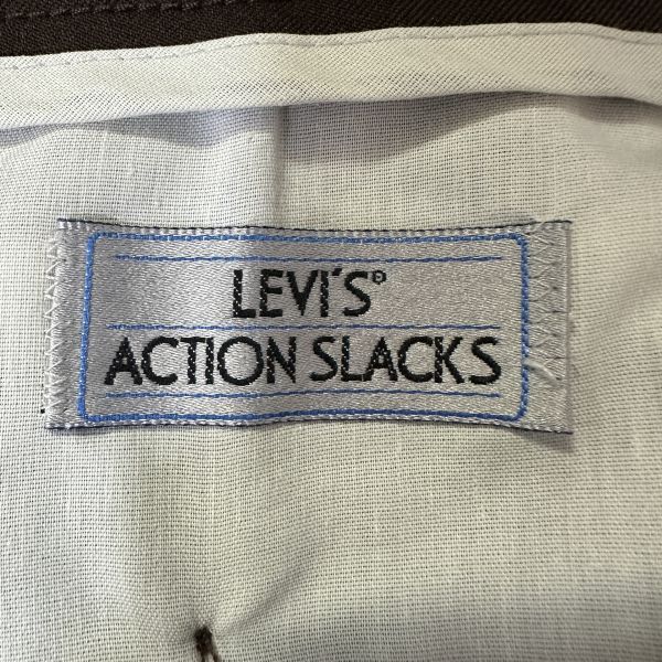 80s Levi's アクション スラックス W34×L32 ブラウン スタプレ パンツ ACTION SLACKS STA-PREST USA 90s 00s オールド ビンテージ_画像2