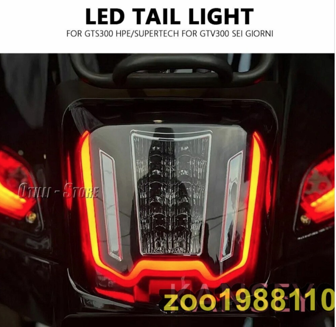 Vespa ベスパ GTS300 Hpe Supertech GTV300 Sei Giorni リア ブレーキ テールライト LED プラスチック_画像5