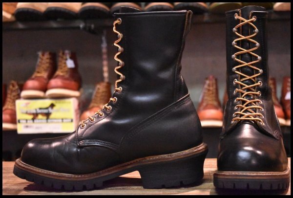 [10EEE beautiful goods 94 year ] Red Wing 699roga- black chrome long braided up race up steel less boots redwing HOPESMORE