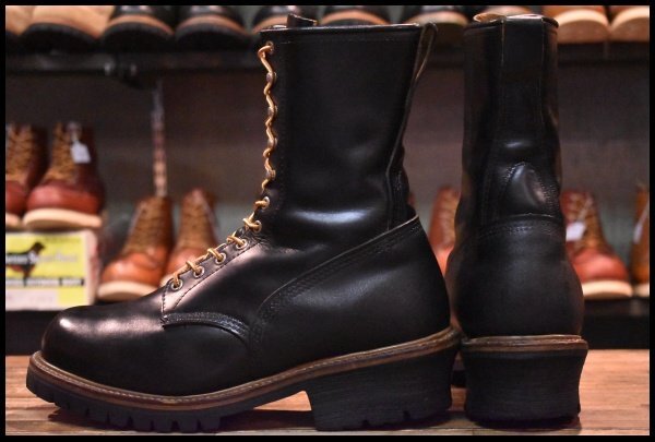[10EEE beautiful goods 94 year ] Red Wing 699roga- black chrome long braided up race up steel less boots redwing HOPESMORE