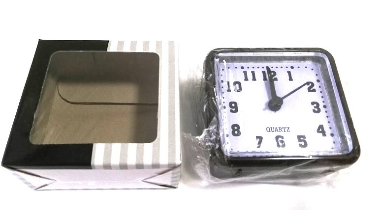 新品 小型 目覚まし時計 ミニ置き時計 (アラーム付き) ブラウンの画像4