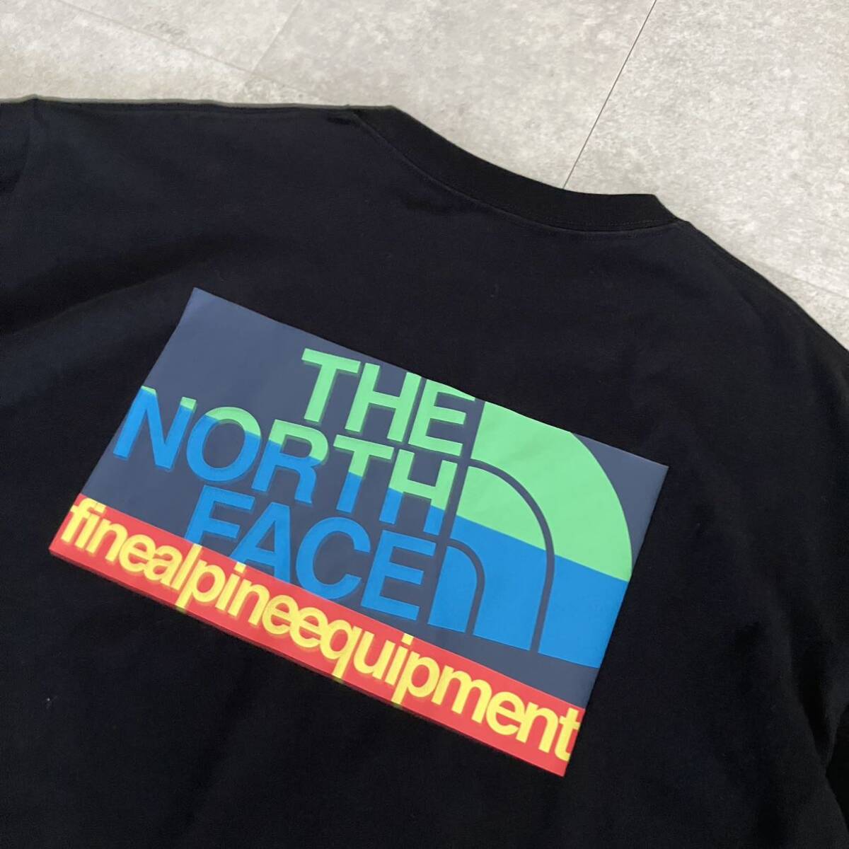 ●使用感少【サイズXL】THE NORTH FACE ザ ノースフェイス ロゴデザイン 半袖 Tシャツ/ブラック/アウトドア/メンズ の画像6