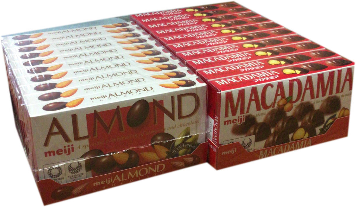 meiji almond 10 box macadamia 10 box. set 