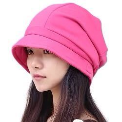 ダウンハット　つばが広がらず顔が隠れる帽子　ピンク　フューシャピンク　57センチ　コットン系　レディース_画像1