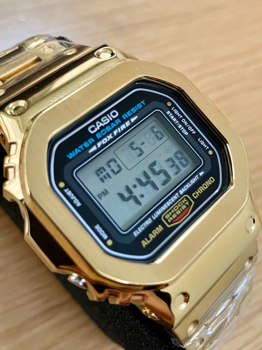 新品 フルメタル CASIO カシオ G-SHOCK GショックDW-5600E カスタム デジタル腕時計 ステンレス ゴールド