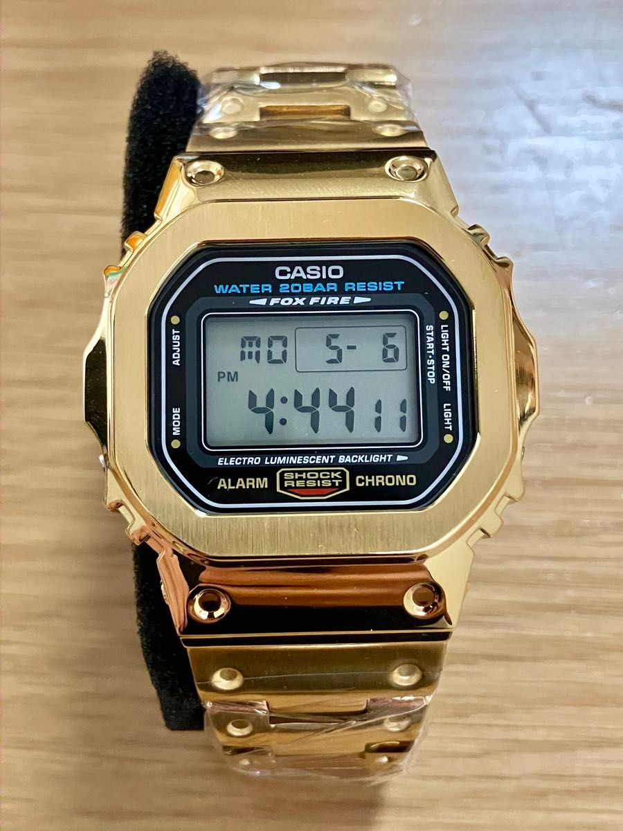 新品 フルメタル CASIO カシオ G-SHOCK GショックDW-5600E カスタム デジタル腕時計 ステンレス ゴールド