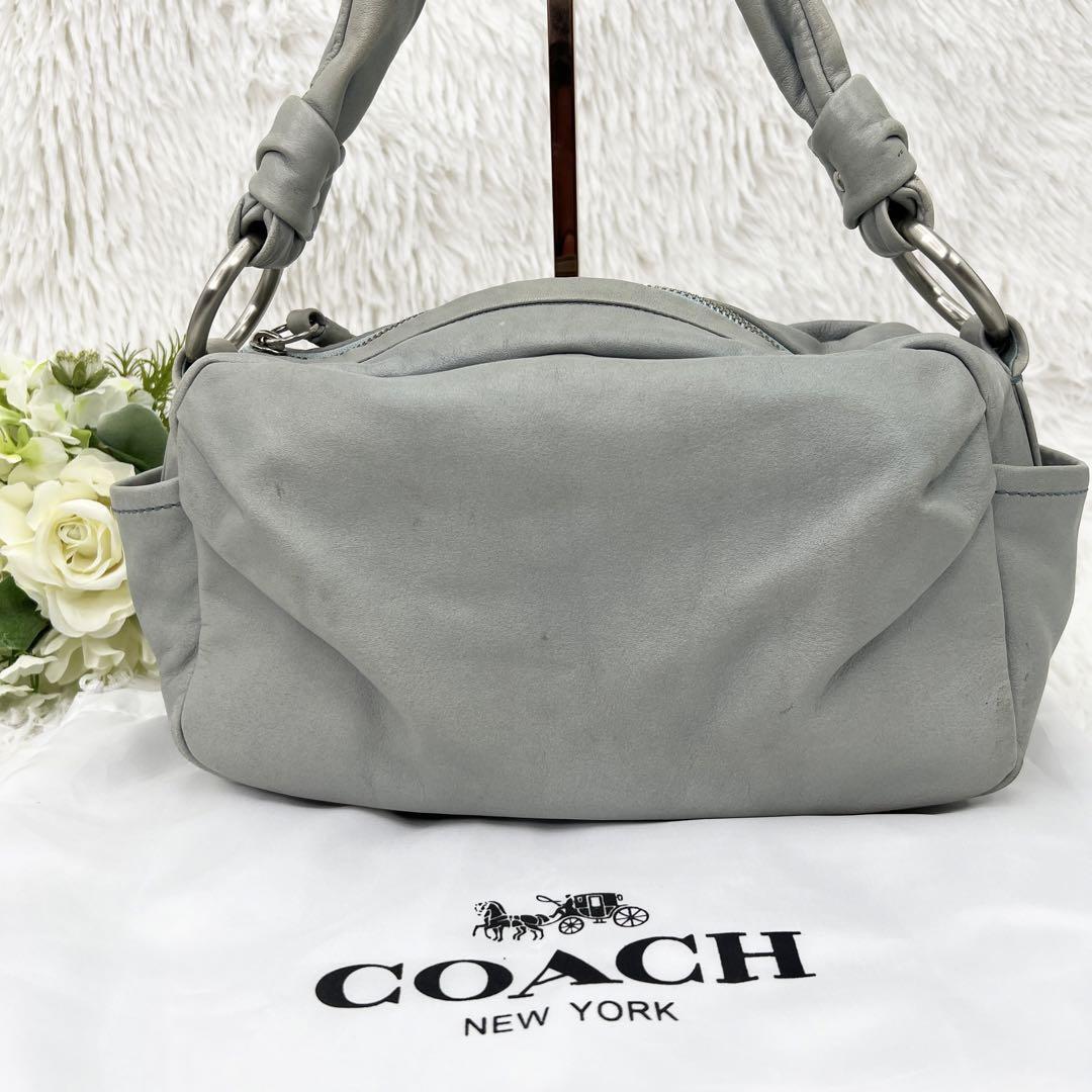 COACH コーチ ショルダーバッグ 美品 13442 ライトブルー レザー