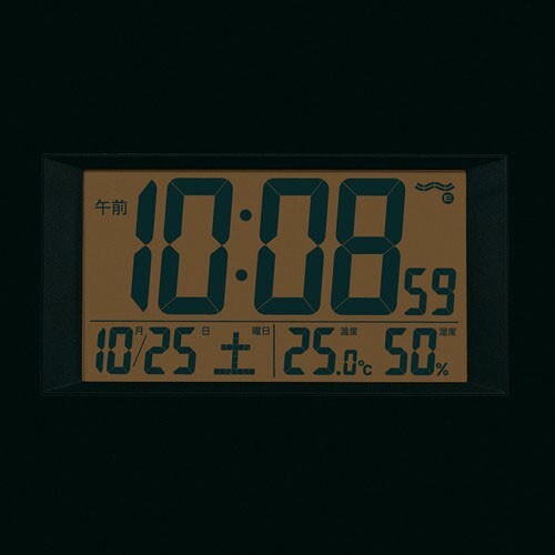 セイコー 電波時計 壁掛け時計 SQ438G 自動点灯 温湿度表示 薄金色パール塗装 デジタル_画像2