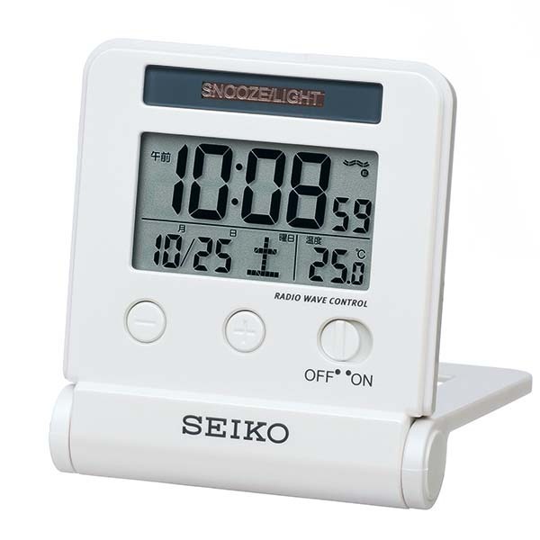 セイコー クロック 電波 目覚まし時計 SQ772W トラベルクロック ライト コンパクト 小型 旅行用 デジタル SEIKO_画像1