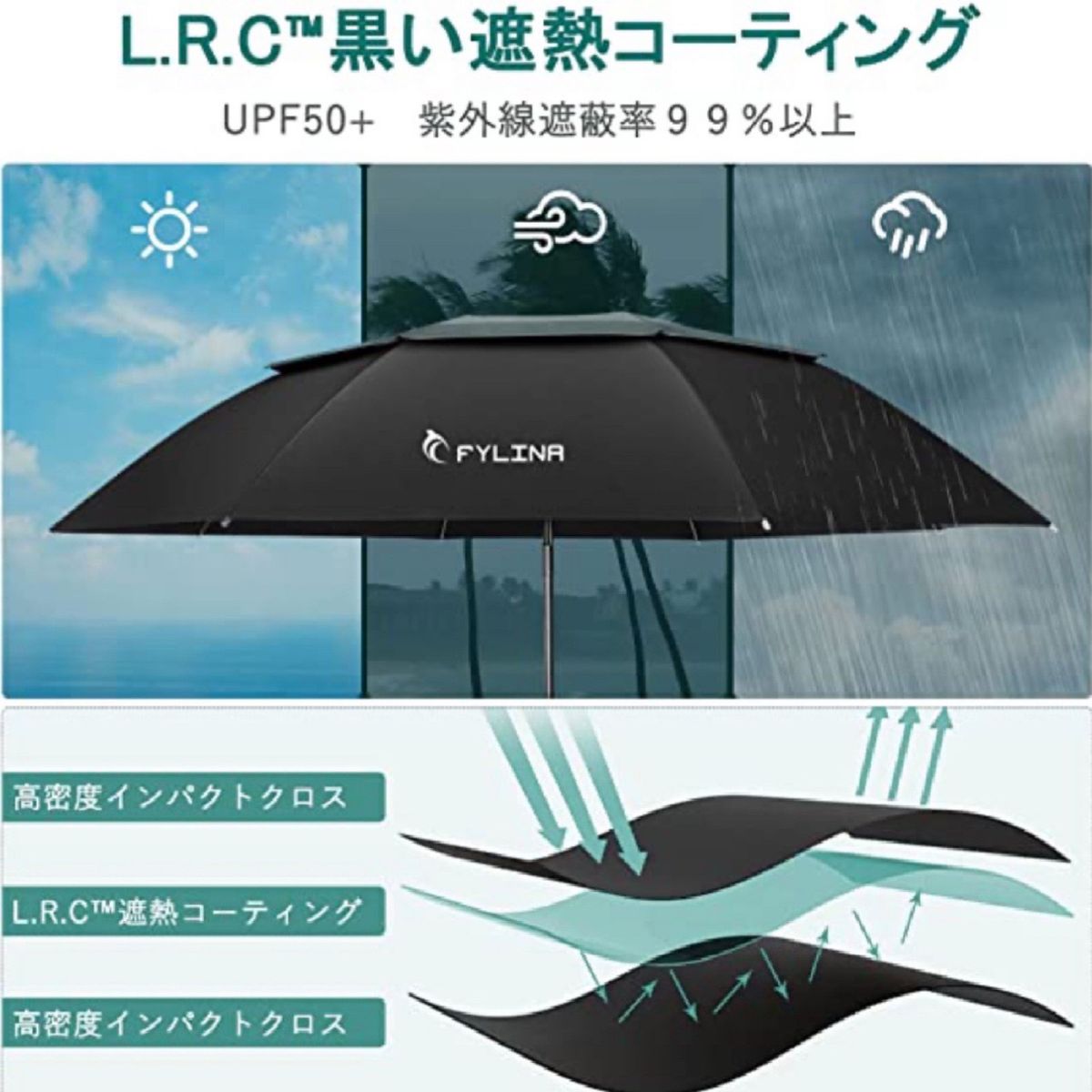 折りたたみ傘　8×2の16本骨　晴雨兼用　ワンタッチ自動開閉　大きい　最新 二層超耐風設計 16本骨　黒膠層100%遮光 晴雨兼用