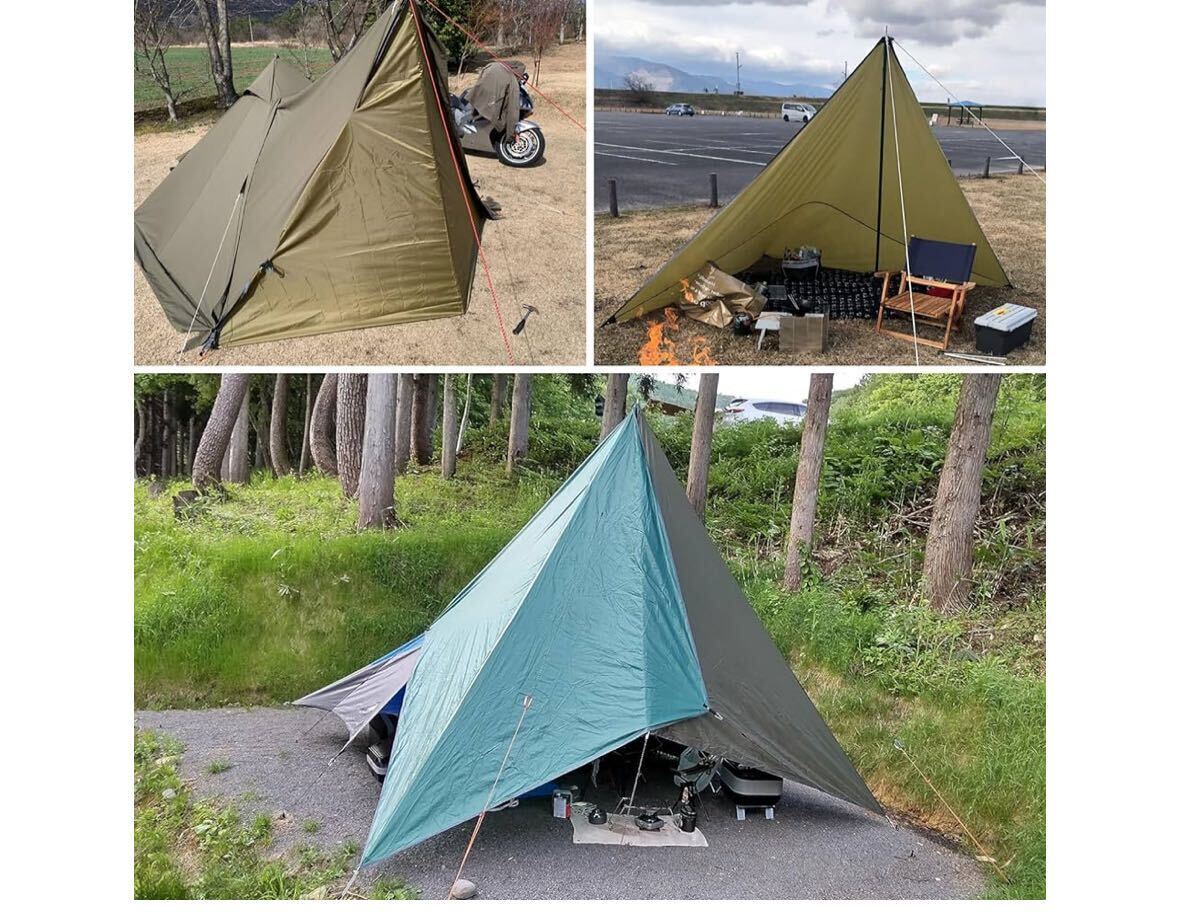 TRIWONDER ウイング タープ グランドシート キャンプ テント ブラウン ひし形 ヘキサ 360×290cm_画像8