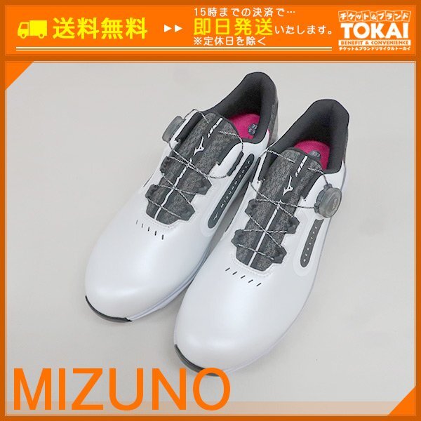 ★DE03 [送料無料/美品] ミズノ MIZUNO ゴルフシューズ ネクスライト SL ボア 26.5cm 51GM221591 ホワイト×ブラック_画像1