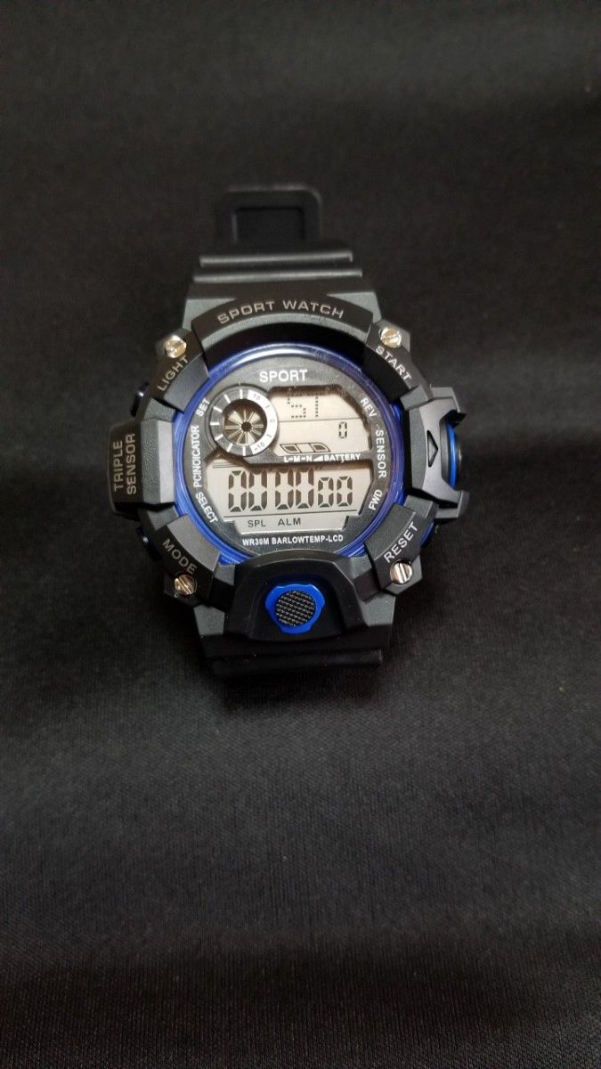 デジタル腕時計(ブルー) 
