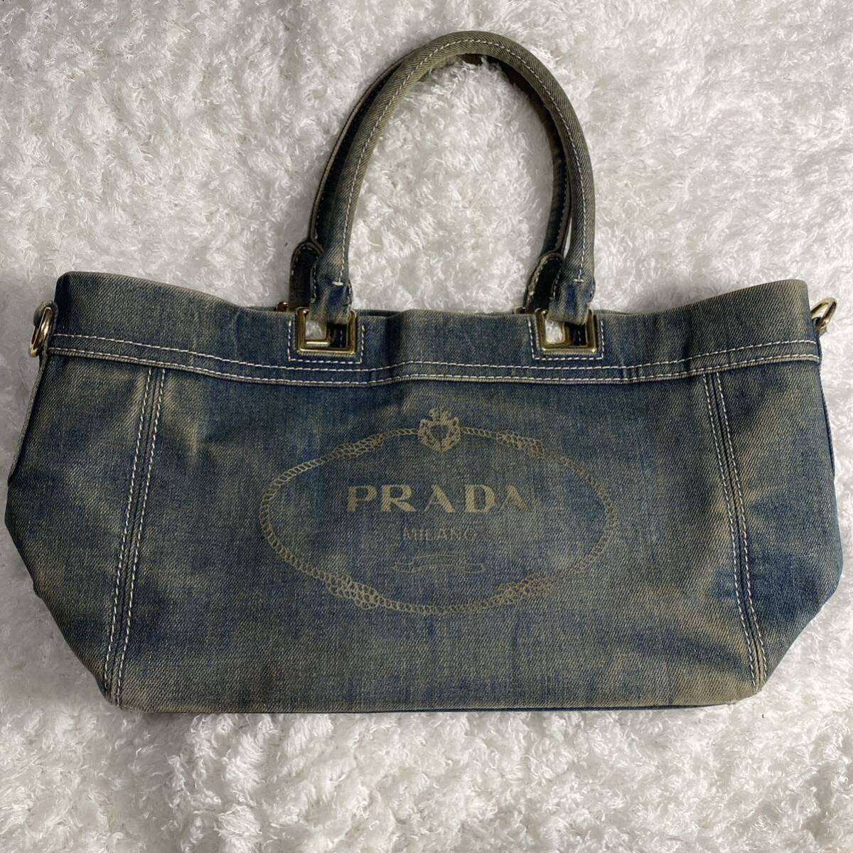 PRADA プラダ カナパ デニム トートバッグハンドバッグ キャンバス _画像1